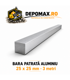 Bara patrata aluminiu 25 x 25 mm, 3 metri, EN AW-6082